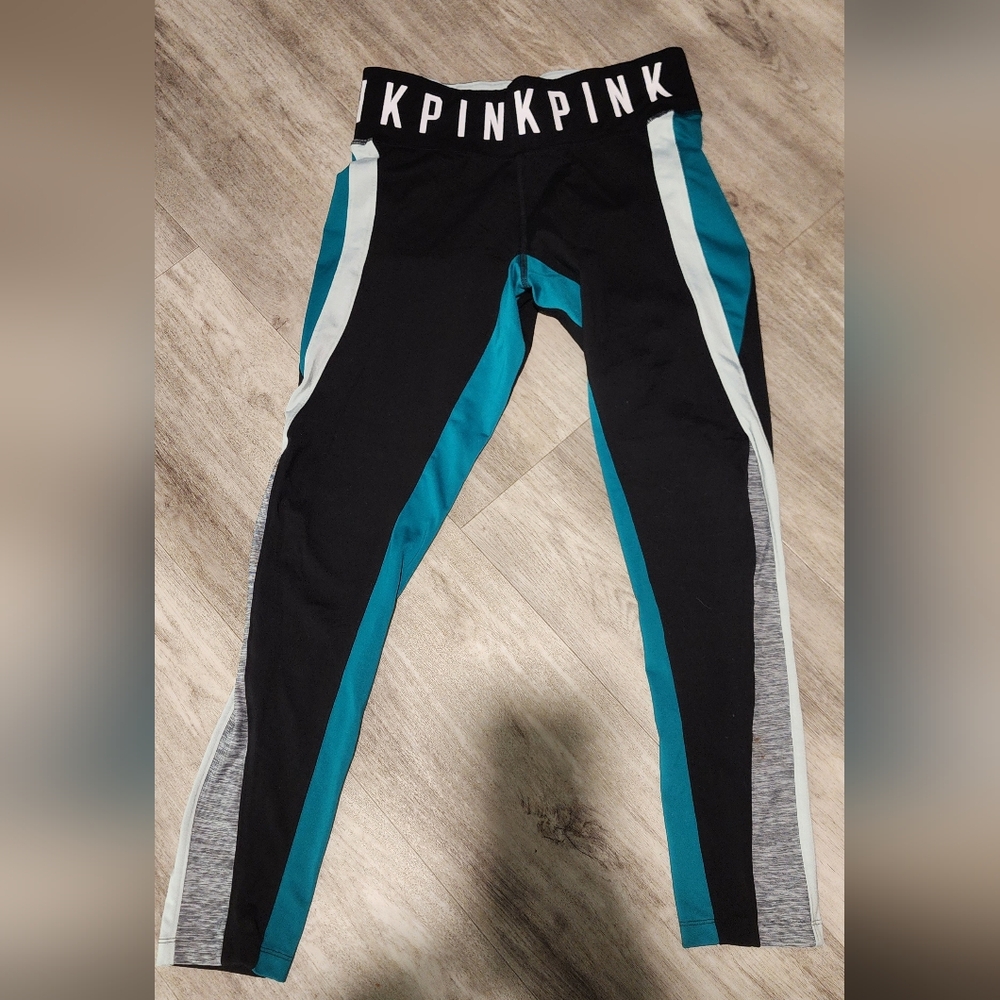 Victoria's Secret Black and Teal Leggings